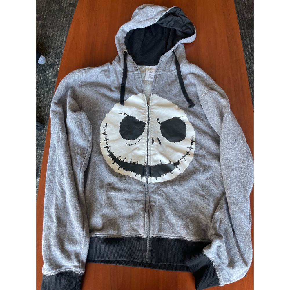 Disney Parks Jack Skellington Nightmare Before Christmas Zip Hoodie Gray Mens M